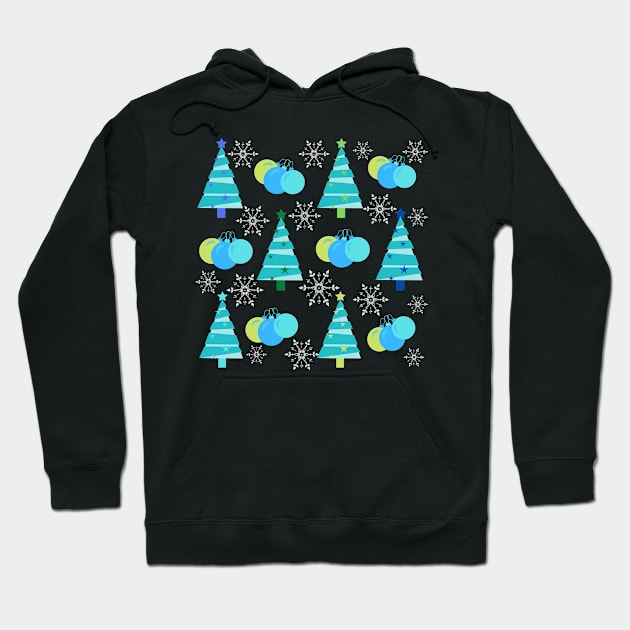 Christmas Trees Ornaments and Snowflakes Pattern Hoodie by Orchyd